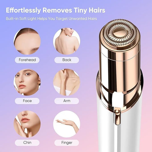 VIFERA Facial Hair Remover Machine for Women - Face, Chin, Cheek, Eyebrow & Upper Lip Hair Remover, USB Rechargeable Epilator With Light(White trayaguard