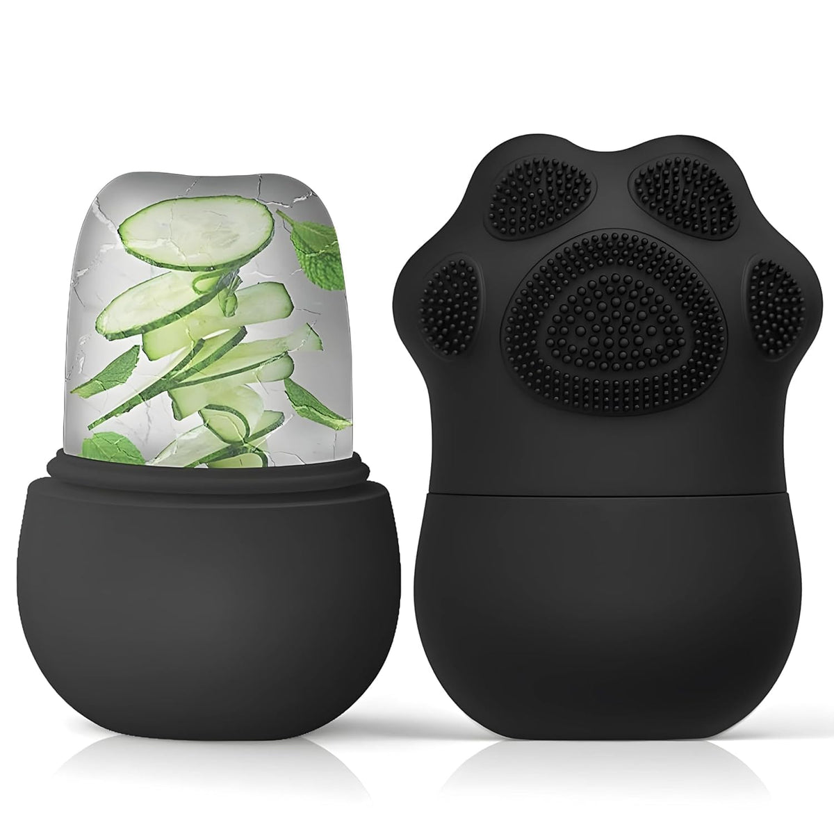SkinSide Ice Roller for Face with Scrubber | Ice Roller for Face | For Men & Women | Ice Cube Roller for Glowing Skin & Puffy Eyes | Reusable & Unbreakable (Black) trayaguard