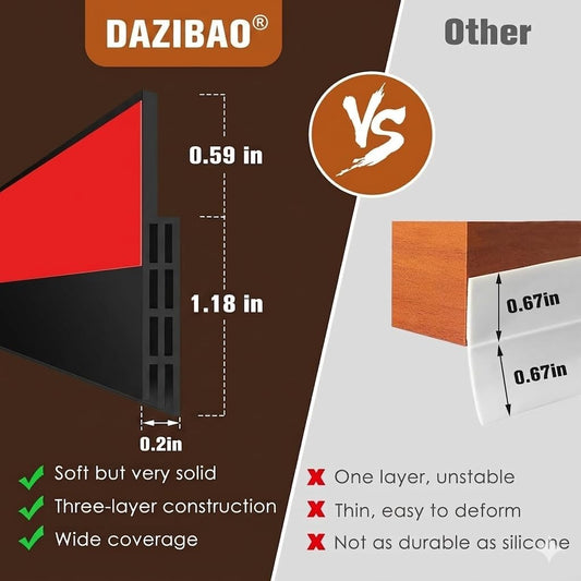 DAZIBAO® Silicone Door Bottom/Under Gap Filler Rubber Sealing Strip, Door Sealer Strip for Cockroach, Insect and Bugs, Seal Air & Dust, Brown, 39 inches trayaguard