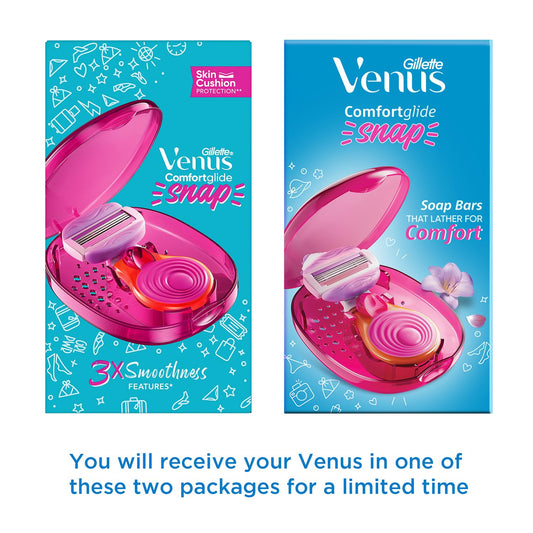 Gillette Venus Snap Hair Remover| Women Body Razor| Pack of 1 | Compact case|Soap gel bar with avocado