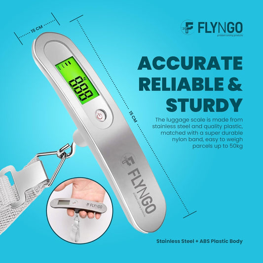 FLYNGO Weight Machine For Luggage Weighing Scale For Luggage Capable Up To 50 Kg With Lcd Display Luggage Scale For Bags, Travel, Flights, Home, Shop, Gas... trayaguard