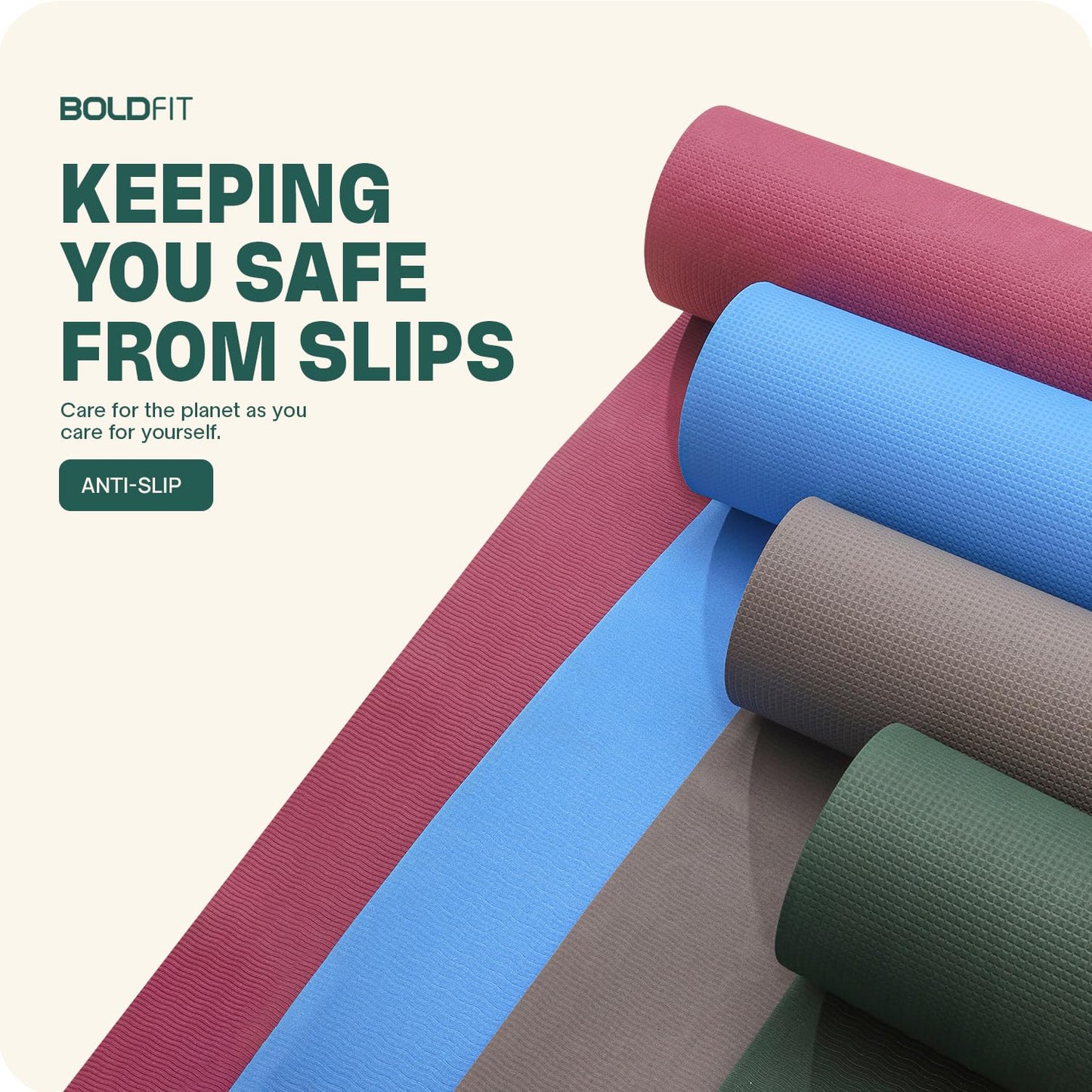 Boldfit Yoga Mats For Women and Men Exercise For Home Workout Gym Anti Slip EVA Material Yoga Mat 4Mm For Kids Gym Mats - Green