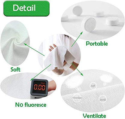 Crizer Compressed Facial Face Sheet tablets Outdoor Travel Portable Face Towel Disposable Magic Towel Tablet Capsules Cloth Wipes Paper Cotton Tissue Mask Expand With Water (50Pcs)