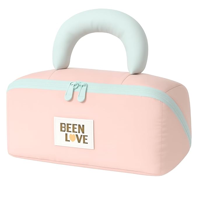 Travel Makeup Bag for Women | Portable Cosmetic Organizer with Handle & Zipper | Waterproof Toiletry Pouch for Makeup Brushes, Skincare & Accessories (Cross Open Bag, Pink)
