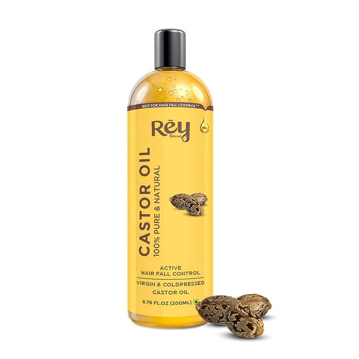 Rey Naturals Cold Pressed Castor Oil For Hair Growth - 200ml | Arandi Oil For Skin, Face & Wrinkles | Organic Castor oils For Eyebrow Growth, Eyelashes, Nails | Nourishing treatment For Women