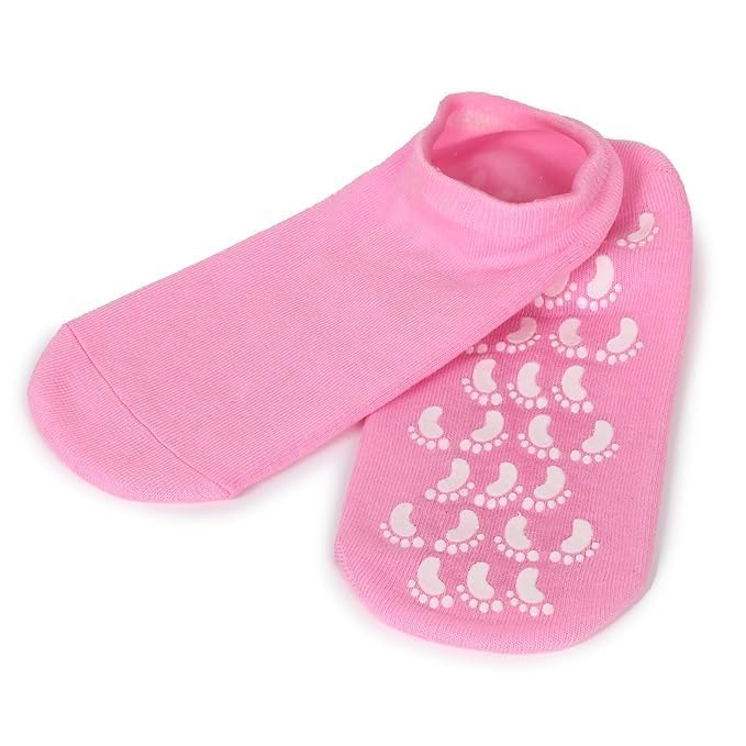 besquestix Moisturizing Gel Heel Socks for Cracked Heels, Silicone Spa Socks for Dry Feet Repair, Heel Pain Relief & Foot Care, Reusable Hydrating Socks for Women , Overnight Heel Softening & Repair Treatment Vitamin E (1 PAIR)(baby pink)
