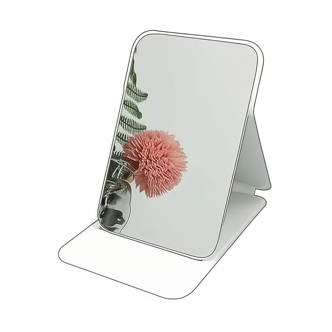 Foldable Travel Mini Makeup Mirror,Portable Pocket Makeup Mirror with Adjustable Stand,LightWeight and Slim Design,Compact Handheld Vanity Mirror for Purse,Bag,Pocket,Luggage,Desk for Women & Girls