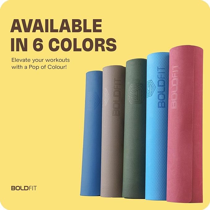 Boldfit Yoga Mats For Women and Men Exercise For Home Workout Gym Anti Slip EVA Material Yoga Mat 4Mm For Kids Gym Mats - Green
