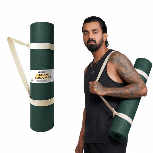 Boldfit Yoga Mats For Women and Men Exercise For Home Workout Gym Anti Slip EVA Material Yoga Mat 4Mm For Kids Gym Mats - Green