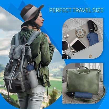JEBISON Automatic Travel Umbrella - Stylish Windproof For Rain & Compact, Strong for Wind, Auto Open/Close Button, Travel-Friendly 3-Fold Design Perfect Umbrella for Men & Women