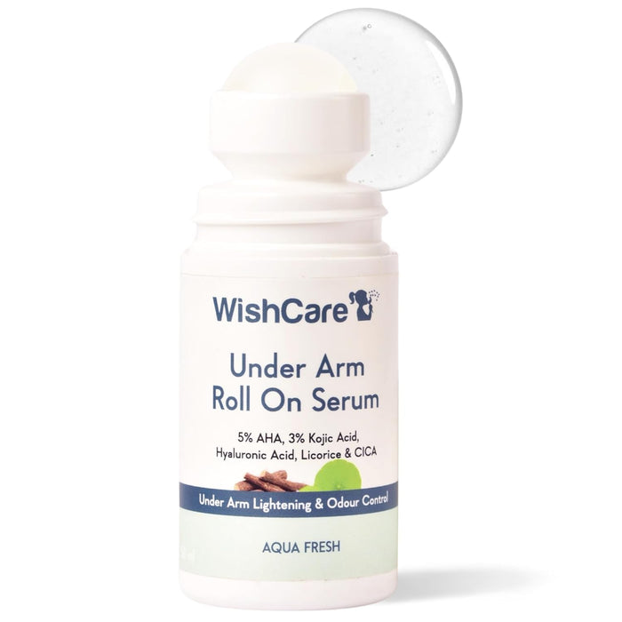 WishCare Underarm Roll On For Women & Men | Reduces Pigmentation, Brightens Skin & Prevents Body Odour | With AHA, Kojic Acid & Hyaluronic Acid | Long Lasting Aqua Fragrance | 50ml
