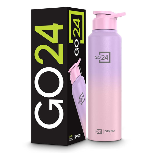Water Bottle 1 ltr Stainless Steel Sports/Fridge Bottle with Sipper Cap | 1-Year Warranty | Single Wall | For Home, Office, Gym, Travelling|Lightweight| Craft Pro 950ml | Pink-Purple Ombre