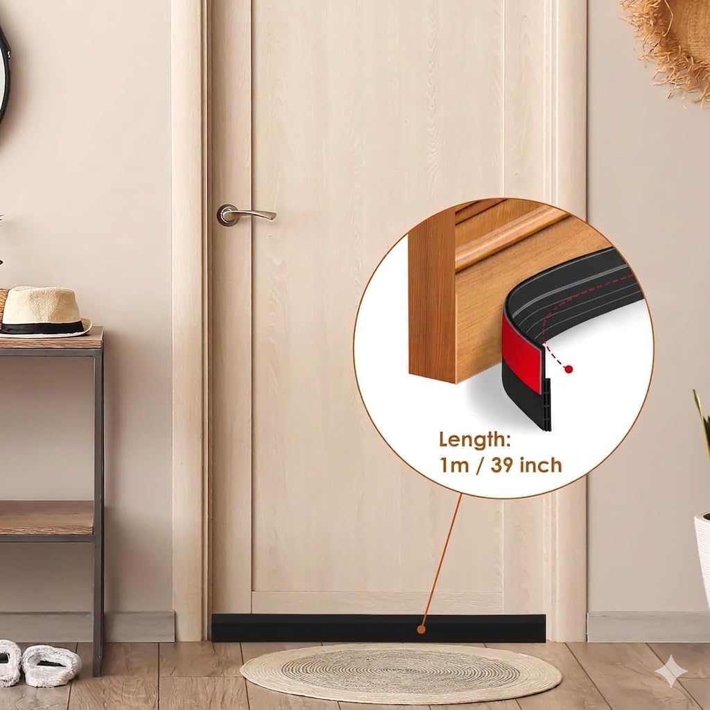 DAZIBAO® Silicone Door Bottom/Under Gap Filler Rubber Sealing Strip, Door Sealer Strip for Cockroach, Insect and Bugs, Seal Air & Dust, Brown, 39 inches