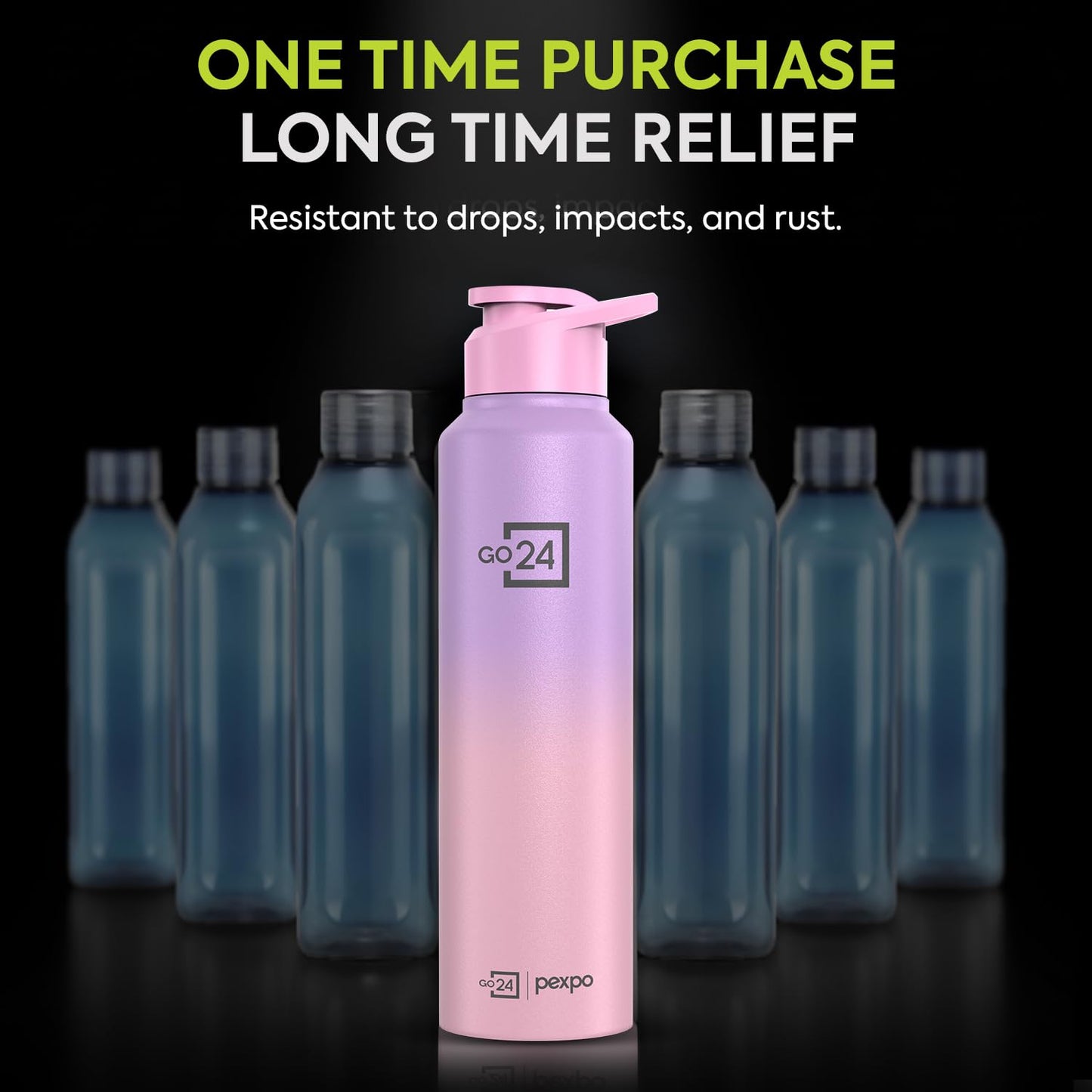 Water Bottle 1 ltr Stainless Steel Sports/Fridge Bottle with Sipper Cap | 1-Year Warranty | Single Wall | For Home, Office, Gym, Travelling|Lightweight| Craft Pro 950ml | Pink-Purple Ombre