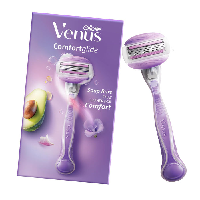 Gillette Venus Comfortglide Hair Removal Razor for Women with Avocado Oils & Body Butter, Freesia Scent, 1 Pc trayaguard