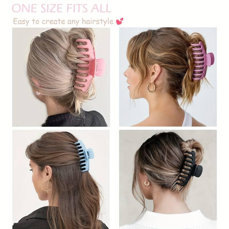 Cerrito Hair Claw Clips for Women Girls – 3 Large and 3 Small Pcs Strong Hold Clamps for Thick Thin Hair, Matte Nonslip Jaw Clips, Neutral Butterfly Claw, Styling, Ponytail Holder, Multicolor