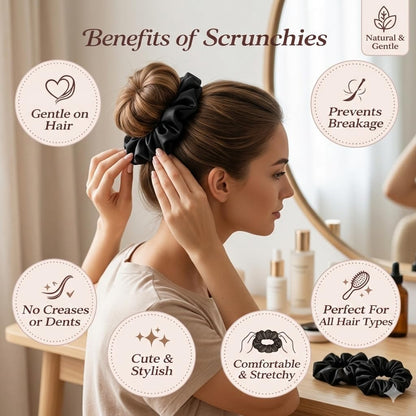 SIMMI Classic Satin Silk Scrunchies For Women And Girls Set Of 12 Scrunchie for Less Hair fall Hairbands Rubber Band Scrunchies For Girls Best Gift For Mom, Sister And Girlfriend