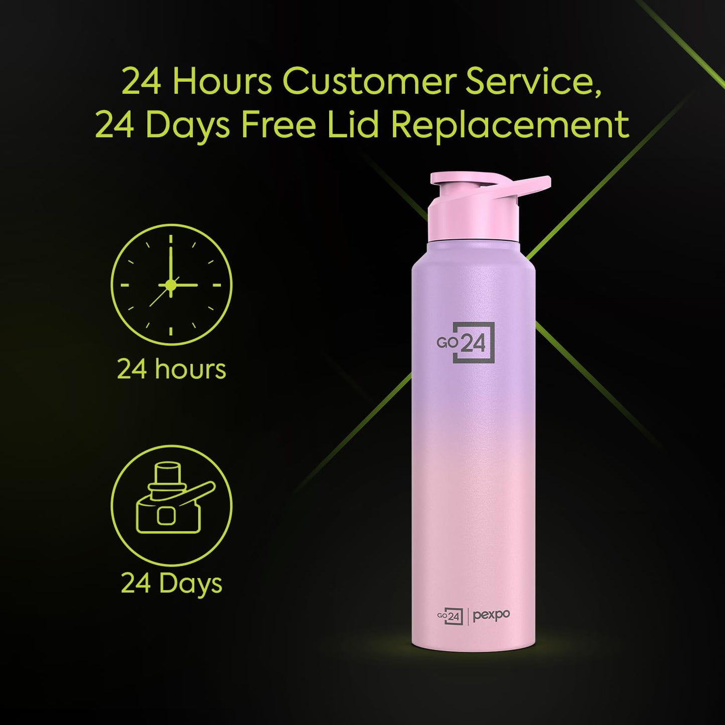 Water Bottle 1 ltr Stainless Steel Sports/Fridge Bottle with Sipper Cap | 1-Year Warranty | Single Wall | For Home, Office, Gym, Travelling|Lightweight| Craft Pro 950ml | Pink-Purple Ombre