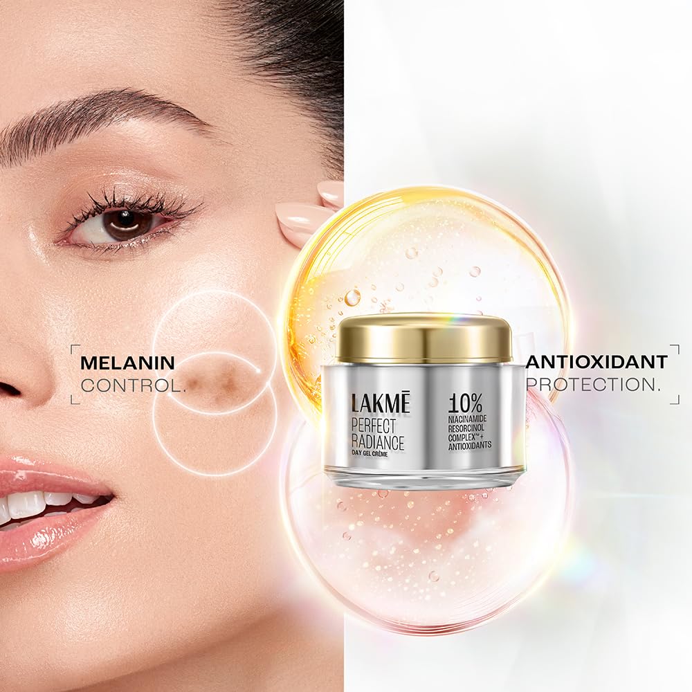 Lakme Perfect Radiance Pigmentation Treatment Day Gel Crème with 10% Niacinamide Resorcinol Complex 7 Antioxidants, 50g [Package might differ]