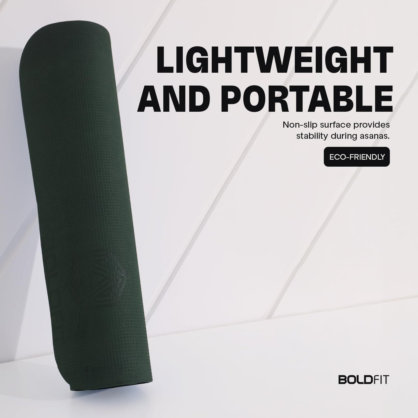 Boldfit Yoga Mats For Women and Men Exercise For Home Workout Gym Anti Slip EVA Material Yoga Mat 4Mm For Kids Gym Mats - Green