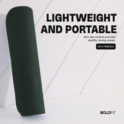 Boldfit Yoga Mats For Women and Men Exercise For Home Workout Gym Anti Slip EVA Material Yoga Mat 4Mm For Kids Gym Mats - Green