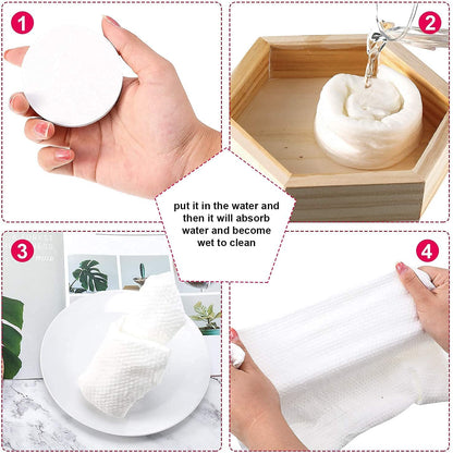 Crizer Compressed Facial Face Sheet tablets Outdoor Travel Portable Face Towel Disposable Magic Towel Tablet Capsules Cloth Wipes Paper Cotton Tissue Mask Expand With Water (50Pcs)
