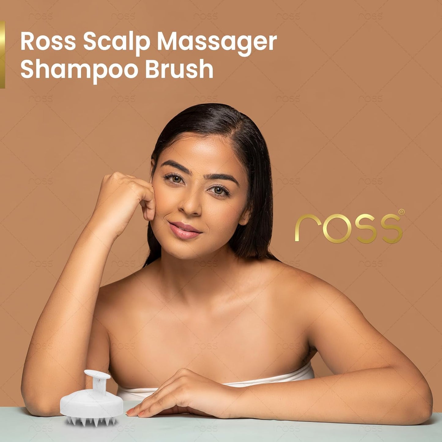 Ross Round Scalp Massager & Shampoo Brush – Soft Bristles for Gentle Scalp Care, Deep Cleaning, Dandruff Prevention, Oil Control, Relaxing Head Massage, and Enhanced Hair Wash Experience (Textured White)