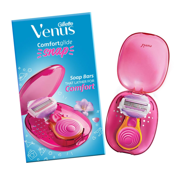 Gillette Venus Snap Hair Remover| Women Body Razor| Pack of 1 | Compact case|Soap gel bar with avocado trayaguard