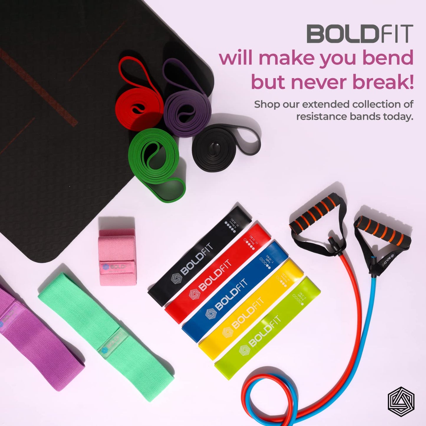 Boldfit Fabric Resistance Band - Loop Hip Band for Women & Men for Hip, Legs, Stretching, Toning Workout. Mini Loop Booty Bands for Glutes, Squats Exercise Usable in-Home & Gym. (