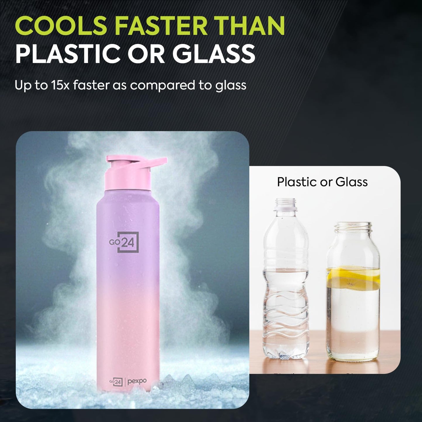 Water Bottle 1 ltr Stainless Steel Sports/Fridge Bottle with Sipper Cap | 1-Year Warranty | Single Wall | For Home, Office, Gym, Travelling|Lightweight| Craft Pro 950ml | Pink-Purple Ombre