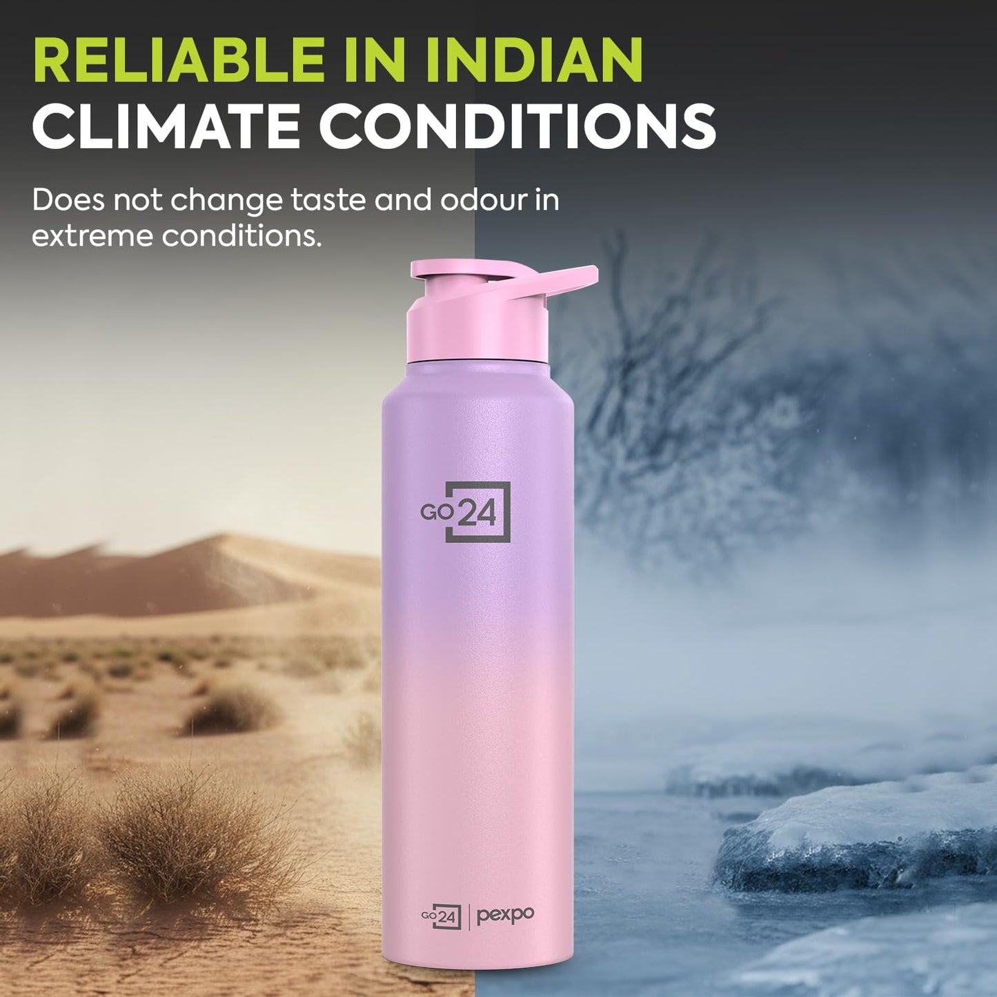 Water Bottle 1 ltr Stainless Steel Sports/Fridge Bottle with Sipper Cap | 1-Year Warranty | Single Wall | For Home, Office, Gym, Travelling|Lightweight| Craft Pro 950ml | Pink-Purple Ombre