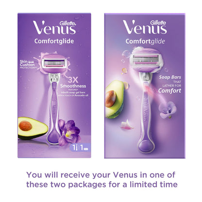Gillette Venus Comfortglide Hair Removal Razor for Women with Avocado Oils & Body Butter, Freesia Scent, 1 Pc