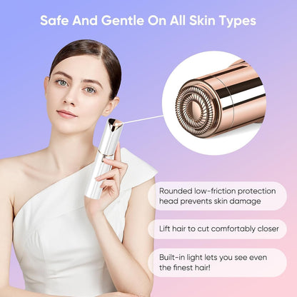 VIFERA Facial Hair Remover Machine for Women - Face, Chin, Cheek, Eyebrow & Upper Lip Hair Remover, USB Rechargeable Epilator With Light(White