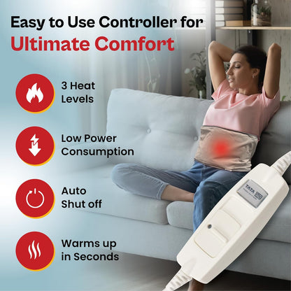 1MG Tata Electric Heating Belt | Heating Pad For Back, Shoulder, Knee, Ankle, Period Pain Relief | 4 Layer Insulation For Safe Usage | 3 Heat Settings | Auto Shut Off | 1 Unit, Grey