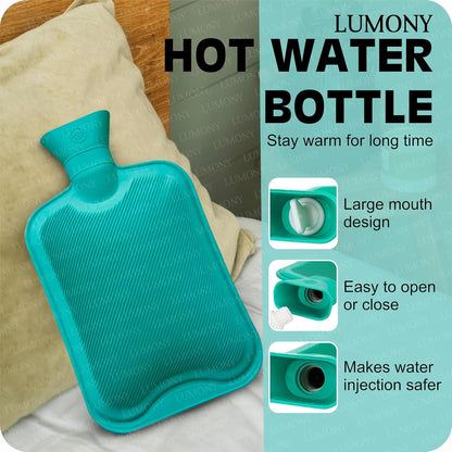 LUMONY® Hot Water Bag (2 litre) Non Electric Rubber Heating Bottle, Heat Pouch, Heat Bag for Body Pain relief, Cramps, Hot and Cold Therapies.