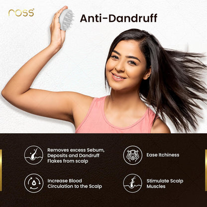 Ross Round Scalp Massager & Shampoo Brush – Soft Bristles for Gentle Scalp Care, Deep Cleaning, Dandruff Prevention, Oil Control, Relaxing Head Massage, and Enhanced Hair Wash Experience (Textured White)