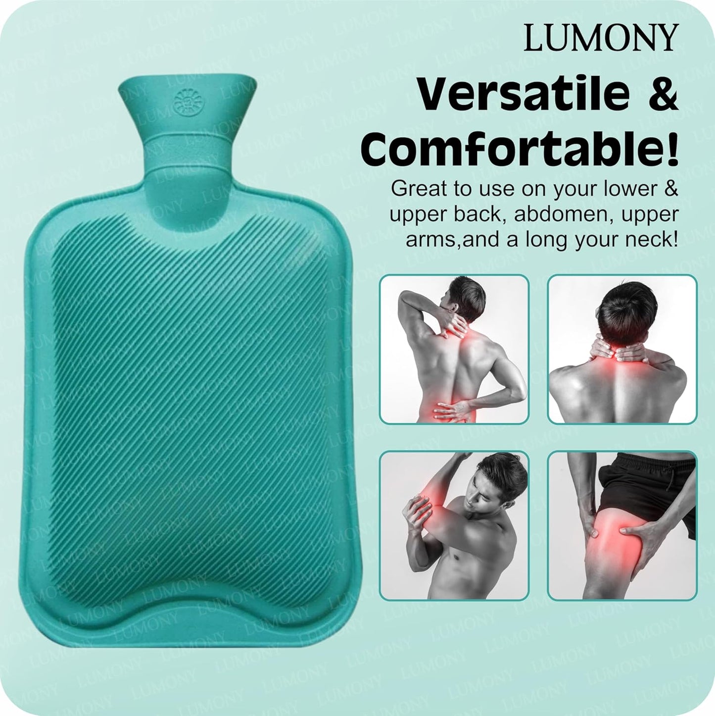 LUMONY® Hot Water Bag (2 litre) Non Electric Rubber Heating Bottle, Heat Pouch, Heat Bag for Body Pain relief, Cramps, Hot and Cold Therapies.