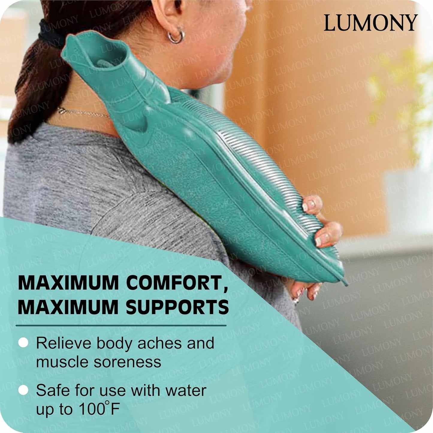 LUMONY® Hot Water Bag (2 litre) Non Electric Rubber Heating Bottle, Heat Pouch, Heat Bag for Body Pain relief, Cramps, Hot and Cold Therapies.