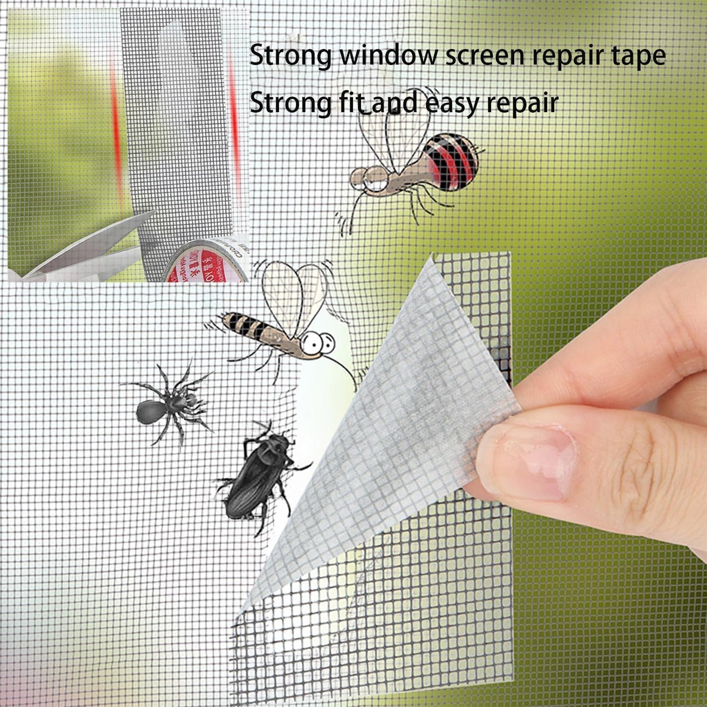SANKEMU Mosquito Net Repair Tape | Strong Adhesive Mesh Patch for Window & Door Screen | Waterproof Mosquito Net Patch Repair Tape for Torn Mesh & Holes | Easy DIY Screen Repair (PACK OF 1)