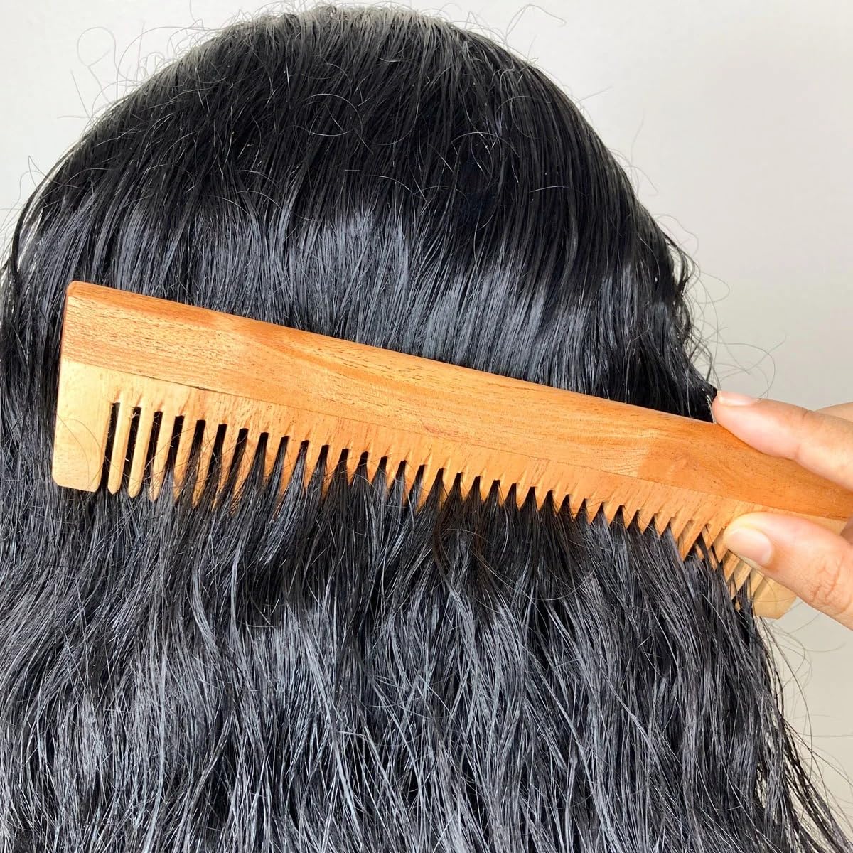 Pack Of 7 Kacchi Neem Comb, Wooden Comb | Hair Growth, Hairfall, Dandruff Control | Hair Straightening, Frizz Control | Comb for Men, Women | Treated with Oil and herbs (All Combo