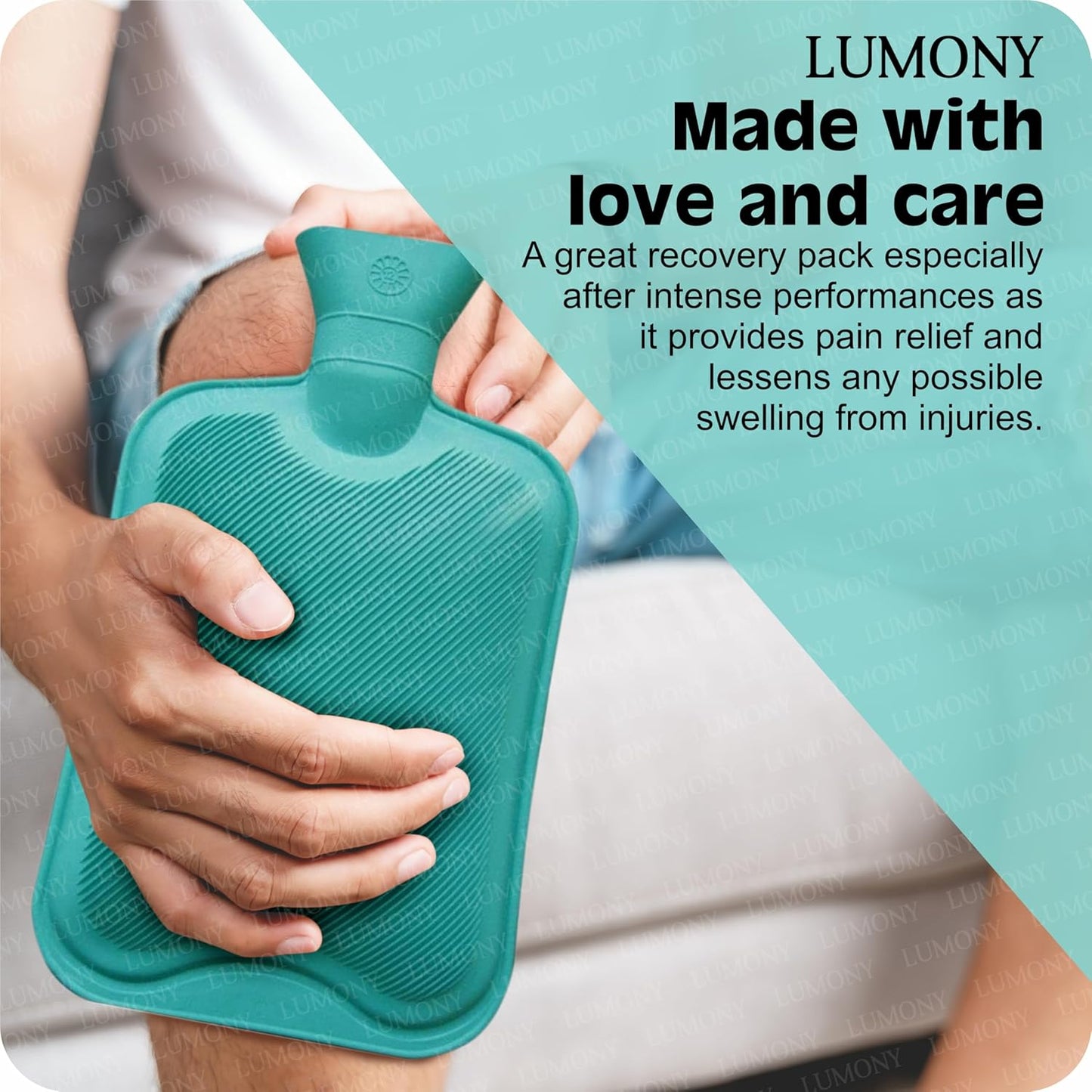 LUMONY® Hot Water Bag (2 litre) Non Electric Rubber Heating Bottle, Heat Pouch, Heat Bag for Body Pain relief, Cramps, Hot and Cold Therapies.