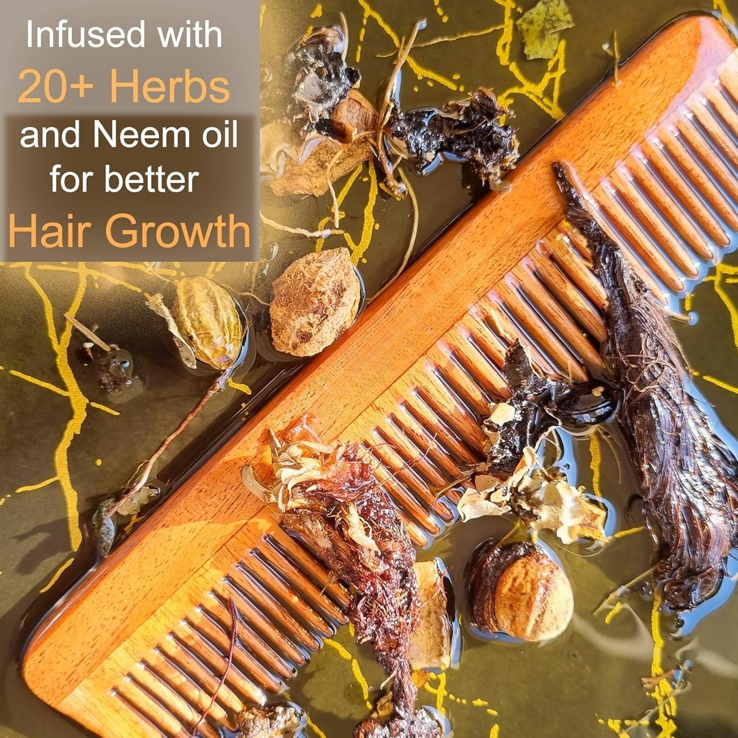 Pack Of 7 Kacchi Neem Comb, Wooden Comb | Hair Growth, Hairfall, Dandruff Control | Hair Straightening, Frizz Control | Comb for Men, Women | Treated with Oil and herbs (All Combo