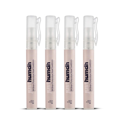 Justhuman 24 Hour Protection Hand Sanitizer spray- 99.99% Effective Against Germs -70% Alcohol, Protective Bionic Shield, Skin Friendly & Safe for Kids (Pocket Pen Sanitizer, 10ml of Pack of 4)
