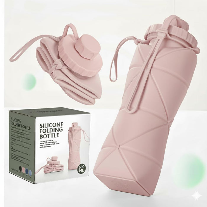OLESBUR Carpediem Collapsible Silicone Water Bottle Foldable Leak Proof Travel Water Bottle Portable Reusable Bottle for Gym Hiking Camping (PINK)
