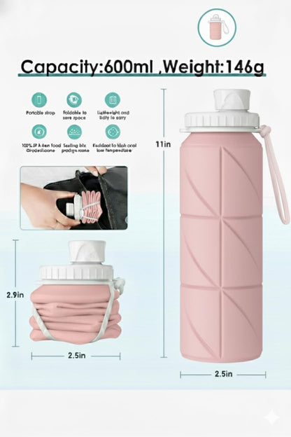 OLESBUR Carpediem Collapsible Silicone Water Bottle Foldable Leak Proof Travel Water Bottle Portable Reusable Bottle for Gym Hiking Camping (PINK)