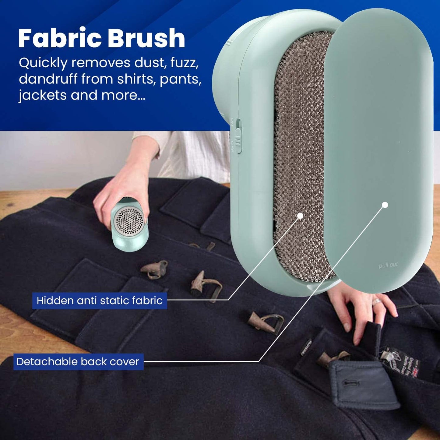 AGARO Lint Remover,Electric Fabric Brush,Rechargeable,Portable,Multi-Functional Fuzz Remover from Woollen Sweaters, Coat, Blankets, Jackets/Burr Remover, Pill Remover from Carpets, Curtains LR2007