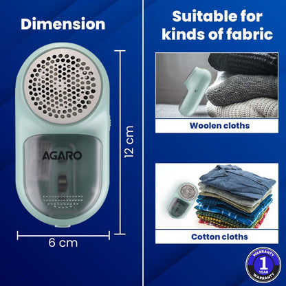 AGARO Lint Remover,Electric Fabric Brush,Rechargeable,Portable,Multi-Functional Fuzz Remover from Woollen Sweaters, Coat, Blankets, Jackets/Burr Remover, Pill Remover from Carpets, Curtains LR2007